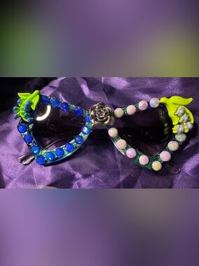 Blue and purple floral angled sunglasses